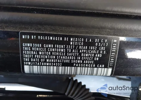 2017 Volkswagen Beetle 1.8T Se/1.8T Sel z USA, uszkodzony, nr VIN 3VWJ17AT8HM624332